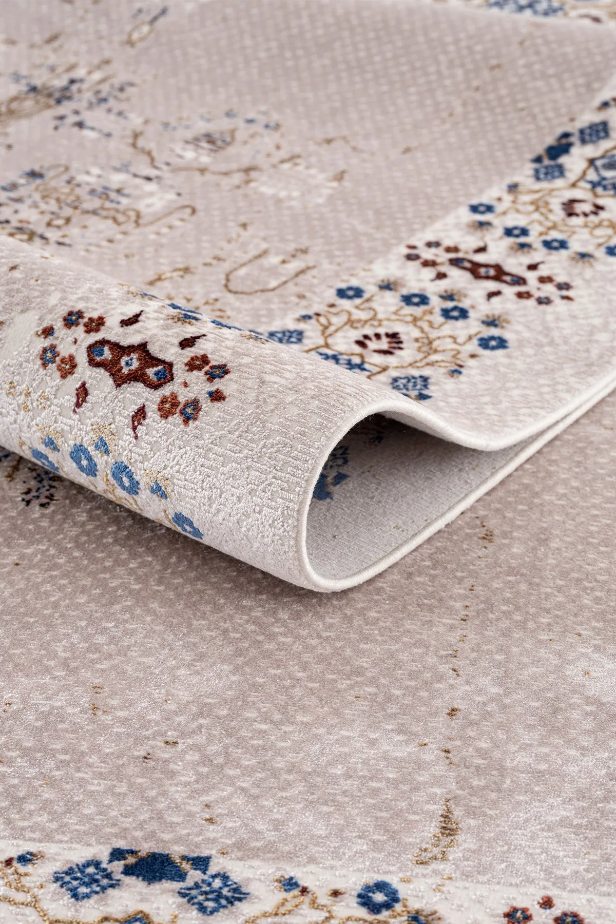 Koza Nostalgia Cremeblauer Wohnzimmerteppich