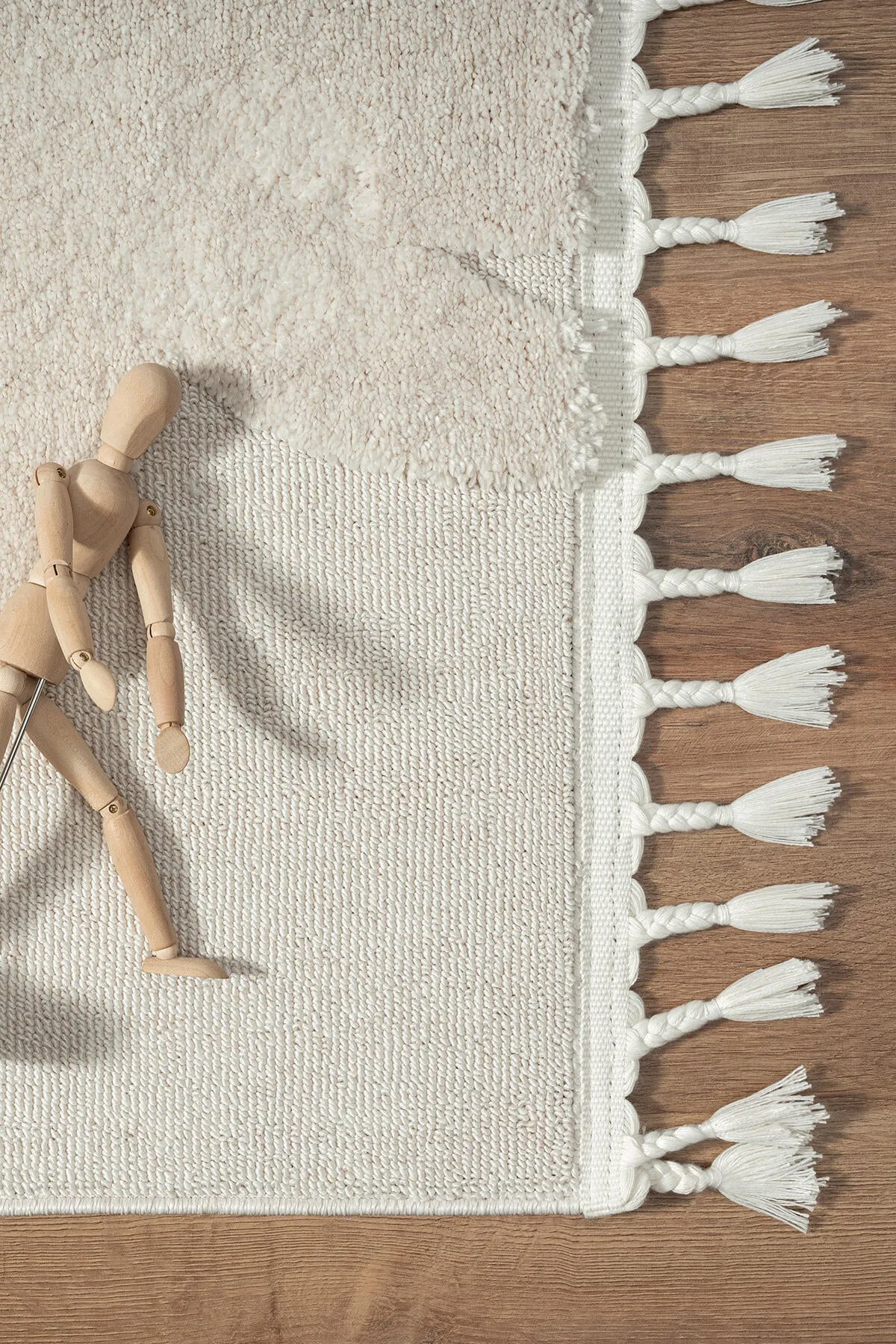 Tapis de chambre d'enfant avec franges intégrées