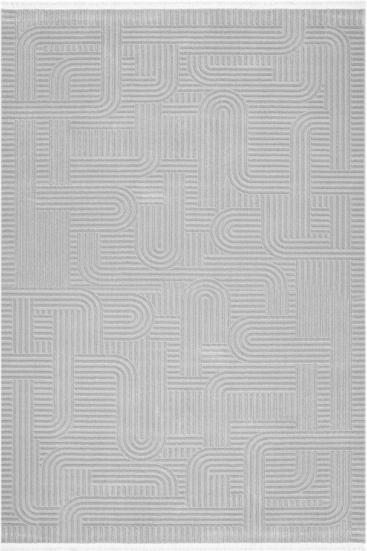 Nova - Wavy Modern Living Room, Hallway and Kitchen Rug with Attached Fringes