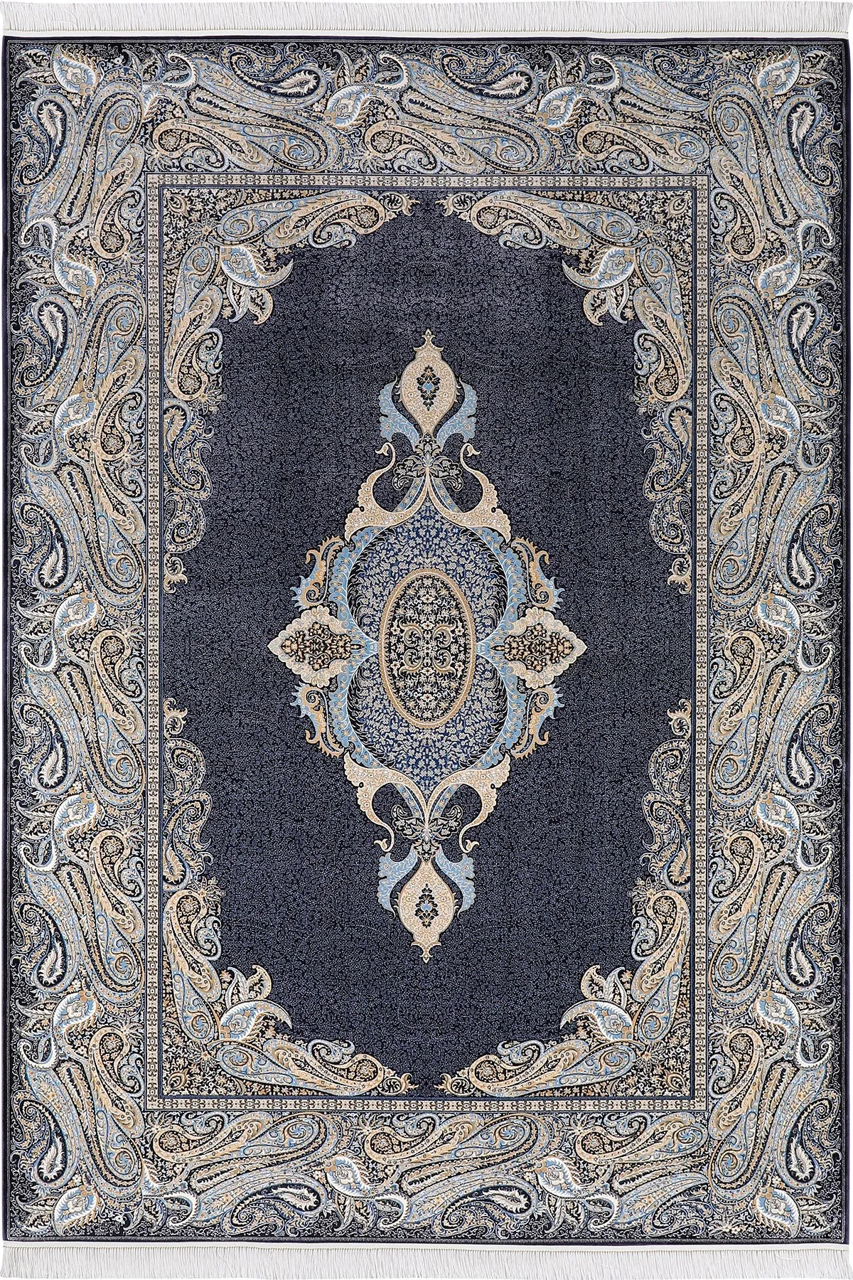Jumeirah - Moroccan Blue Modern Classic Living Room Rug