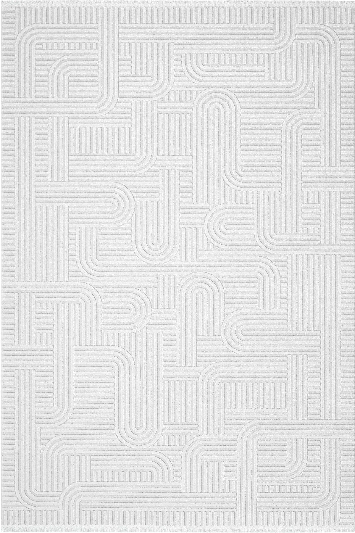 Nova - Maze Detachable Fringed Modern Living Room, Hallway and Kitchen Rug